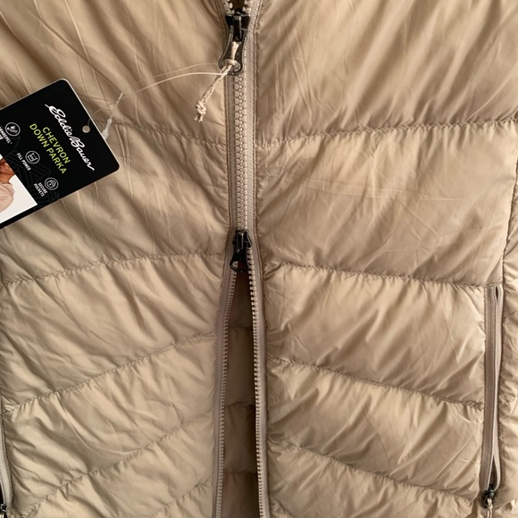 Eddie Bauer Women's Beige Hooded Puffer Coat - Picture 11 of 14